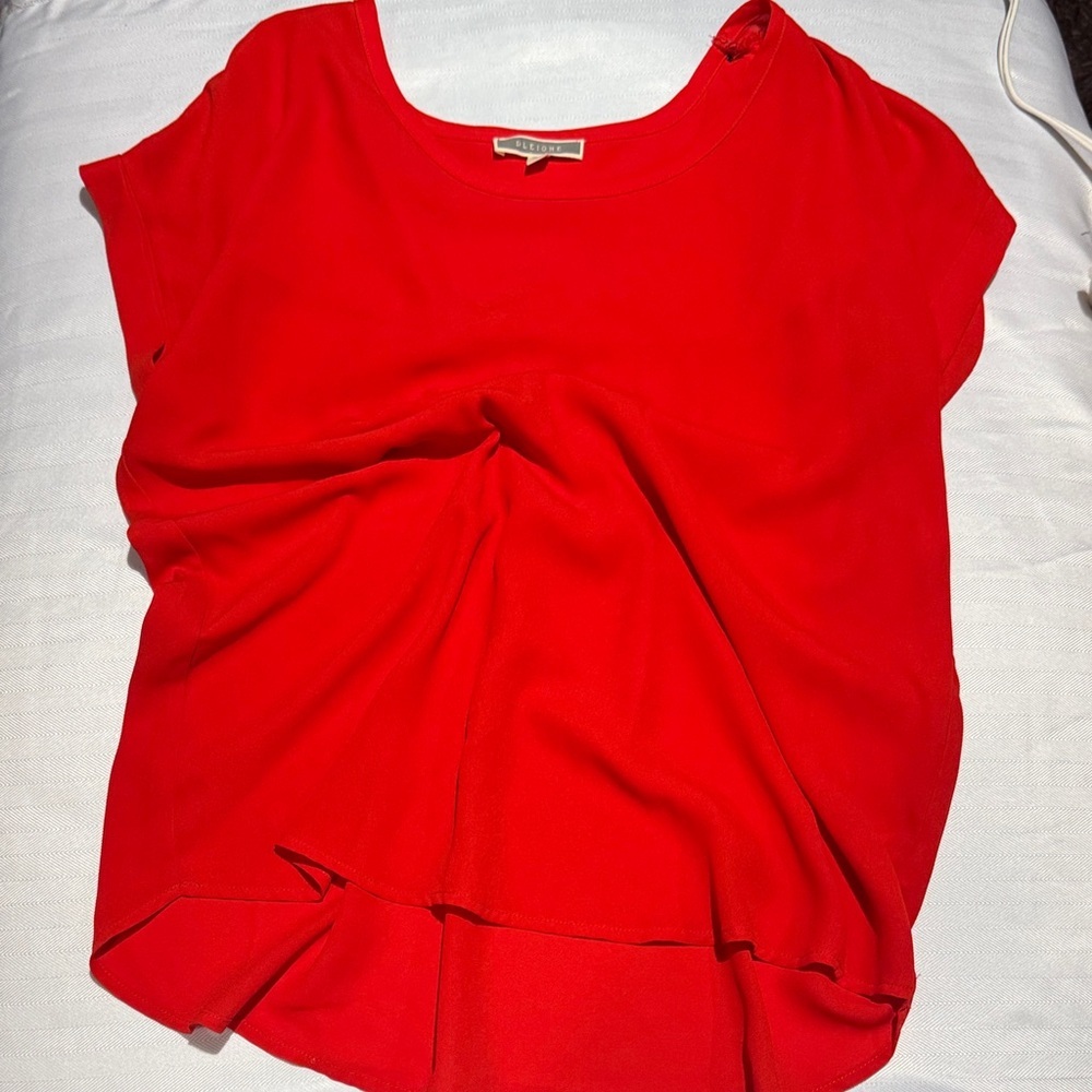 Pleione Bright Red Short Sleeve Blouse